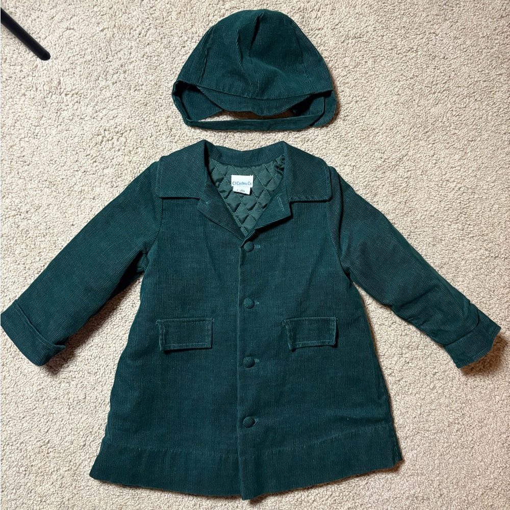 Vintage C. I. Castro & Co. 4t green corduroy peacoat with matching hat